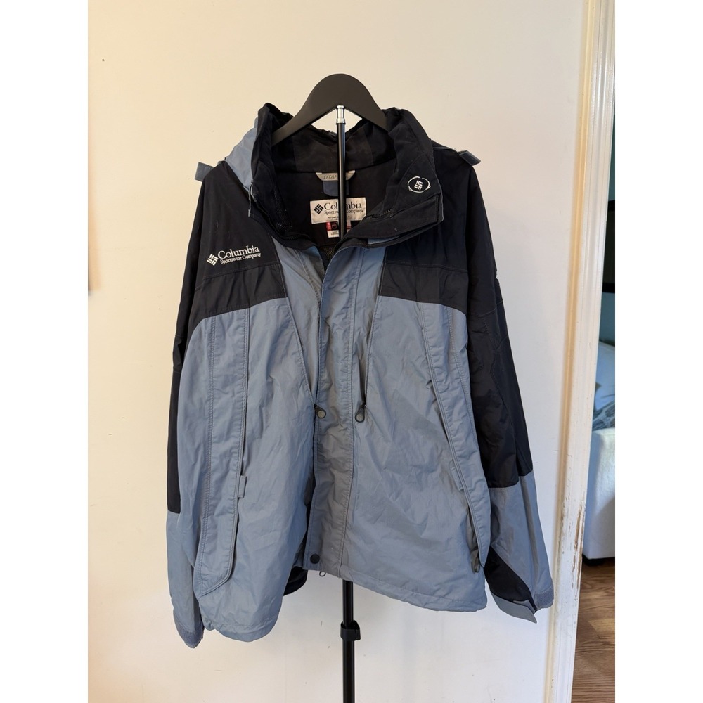 Columbia Titanium Mens XL Omni-Tech Jacket Waterproof Breathable Blue
